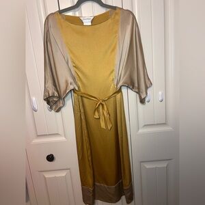 MaxMara Gold and Tan Midi Dress size 8